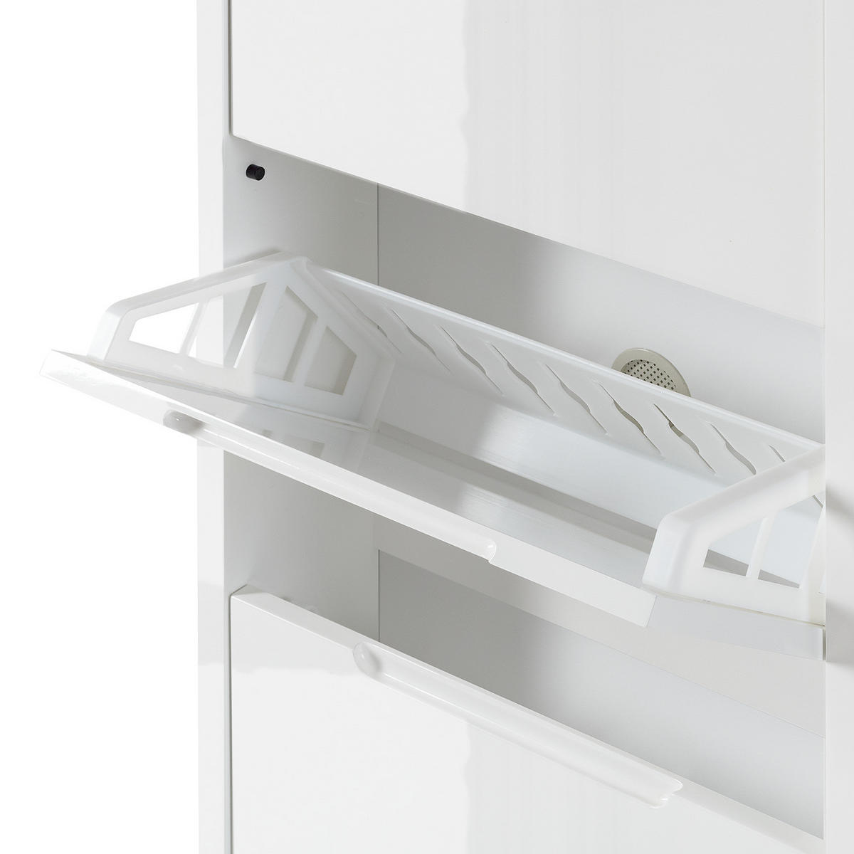 SCHUHKIPPER - Weiß Hochglanz/Grau, Holzwerkstoff (53/153/17cm) - home24