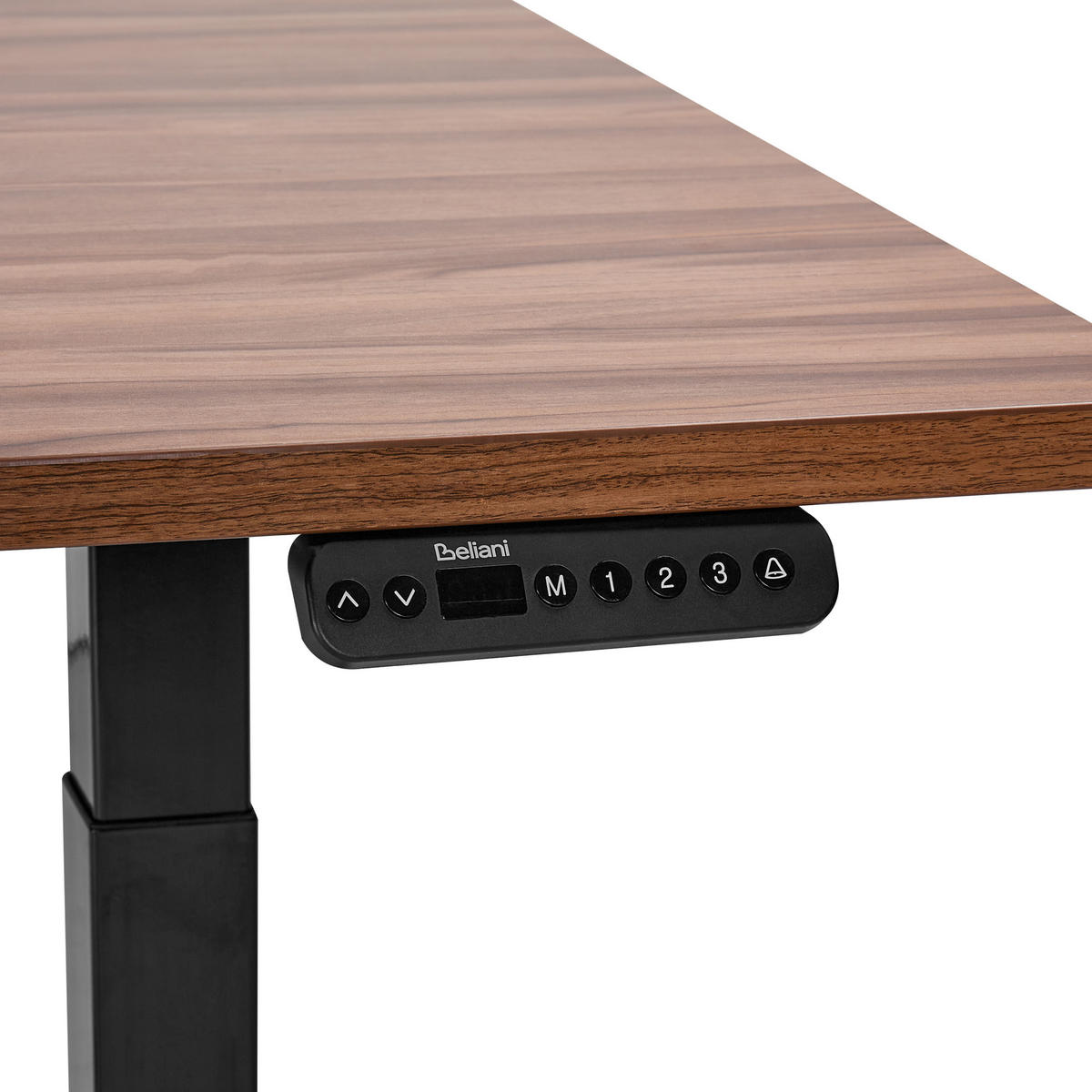 SCHREIBTISCH braunschwarz 160/72 cm elektrisch höhenverstellbar Destin III - Dunkelbraun/Schwarz, Holz (72/160/63cm) - Beliani