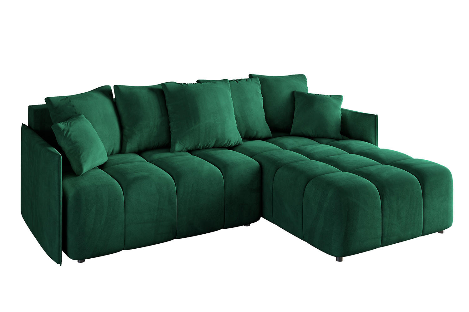 ECKSOFA mit Schlaffunktion und Bettkasten LONLI-L 242x175x88 Dunkelgrün Velours - Dunkelgrün, Holzwerkstoff/Kunststoff (242/175cm) - ALTDECOR