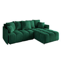 ECKSOFA mit Schlaffunktion und Bettkasten LONLI-L 242x175x88 Dunkelgrün Velours - Dunkelgrün, Holzwerkstoff/Kunststoff (242/175cm) - ALTDECOR