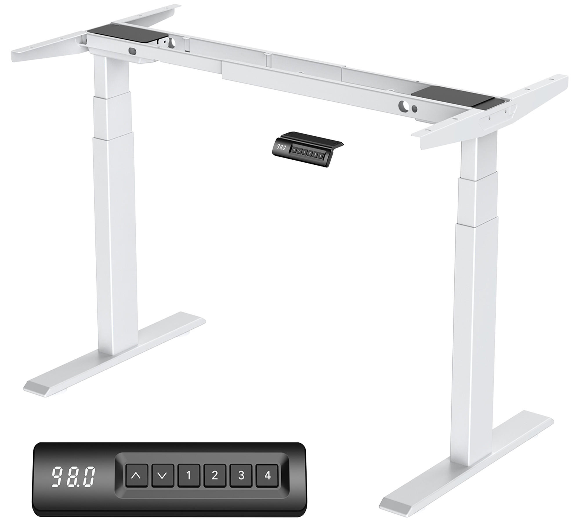 SCHREIBTISCH-GESTELL DE-37154 elektrisch höhenverstellbar mit Dual-Motor und LED Weiß - Weiß, Metall (150/57.5/127cm) - ComfortXL