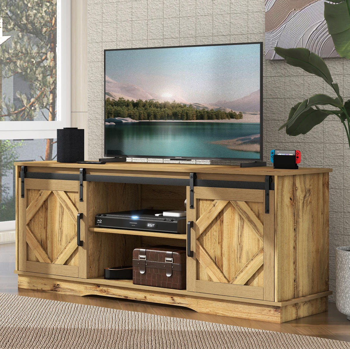 TV-SCHRANK in Braun mit Schiebetüren und höhenverstellbaren Regalen 150/40/60 cm - Braun, Holzwerkstoff (150/60/40cm) - Redom
