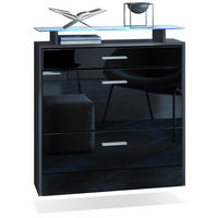 SCHUHSCHRANK Malea Fronten in Schwarz Hochglanz - Schwarz Hochglanz, Holzwerkstoff (89/96/23cm) - Vladon