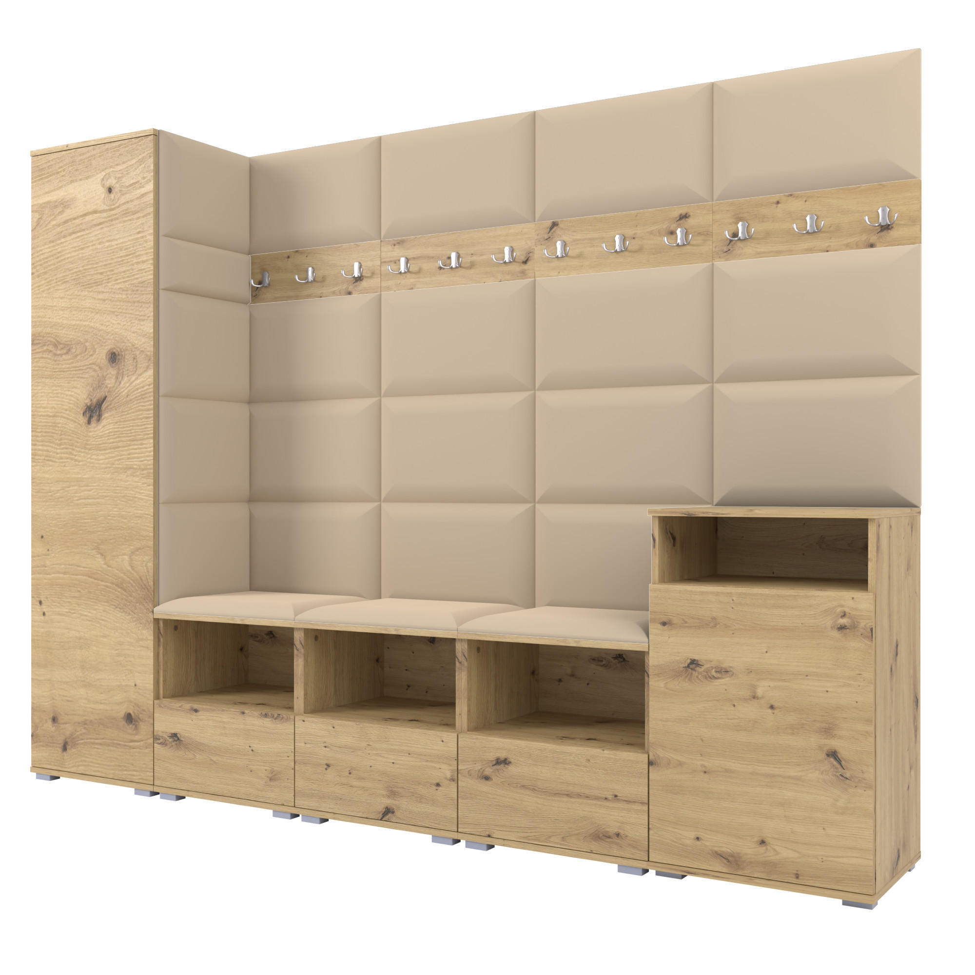 Ravio Garderobe Eiche Artisan, Beige 250x187x40 cm