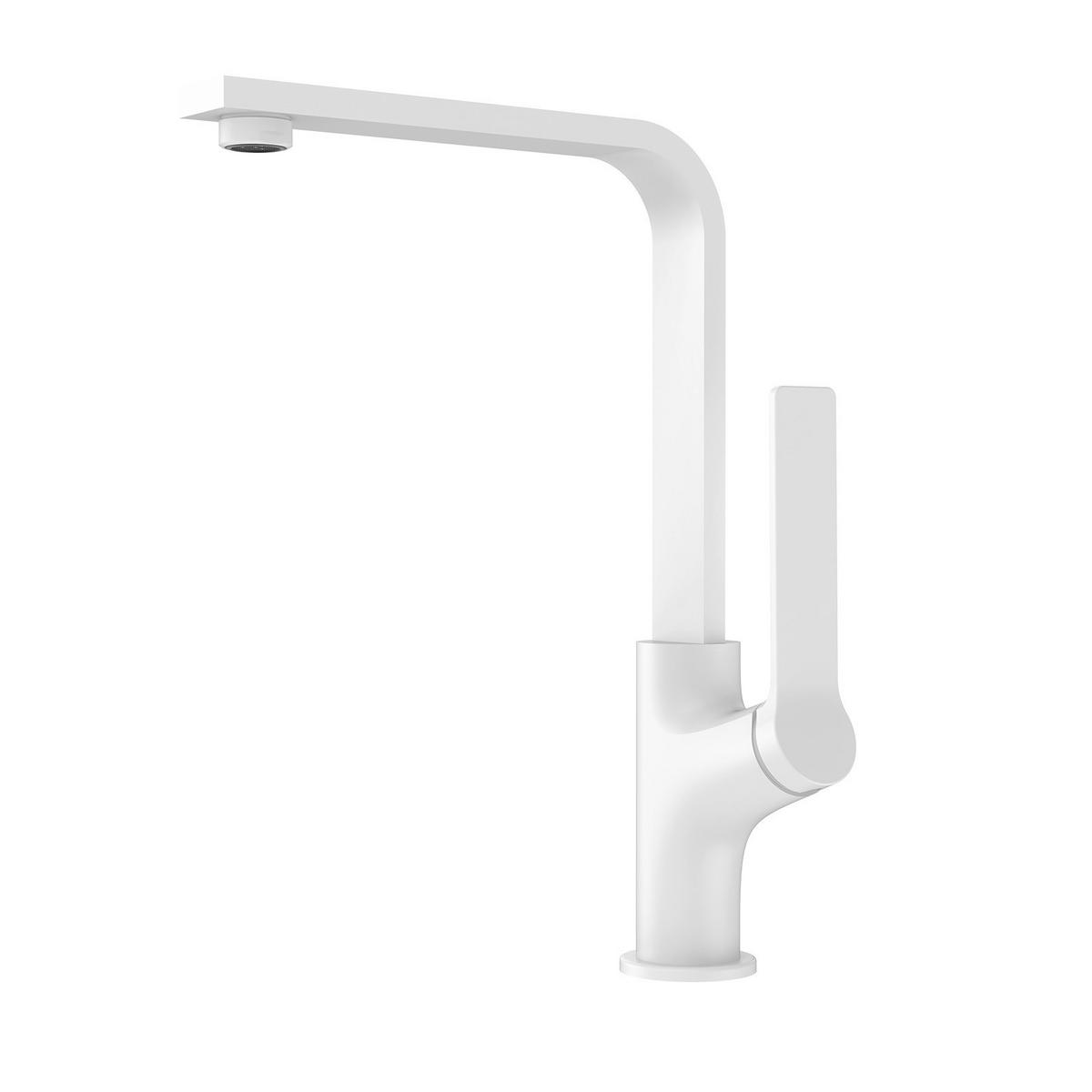 KÜCHENARMATUR mit 360° Drehbar Edelstahl Einhebelmischer Weiß Matt - Weiß, Metall (22.5/10.1/30.3cm) - EMKE