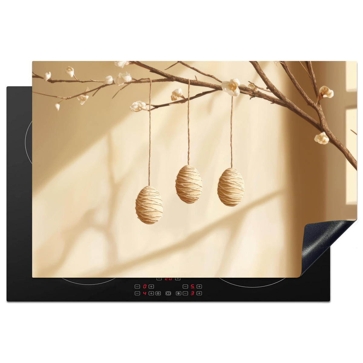 HERDABDECKPLATTE Beige - Osterkuchen - Eier Ceranfeldabdeckung 78x52 cm - Beige, Kunststoff (78/52/0.2cm) - MuchoWow