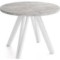 ESSTISCH Ravero runder ausziehbarer, Beton grau 100-140/100/77 cm - Hellgrau/Weiß, Holz/Holzwerkstoff (100/100/77cm) - WFL GROUP