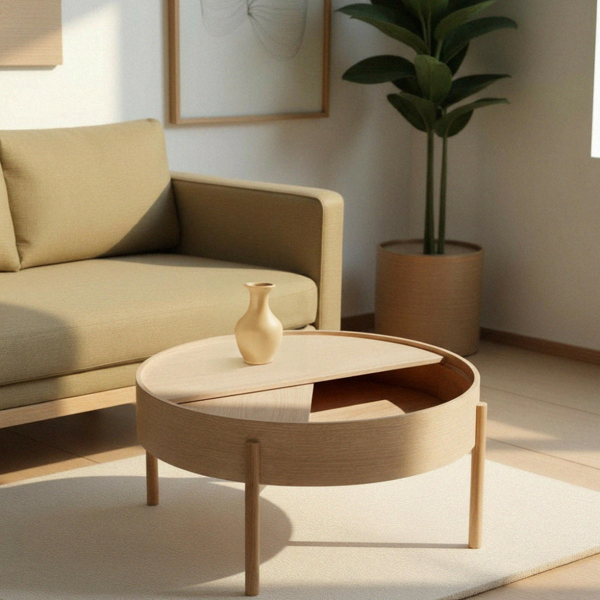 COUCHTISCH - Klares Holz - Eschefarben, Holz (80/80/40cm) - Drawer