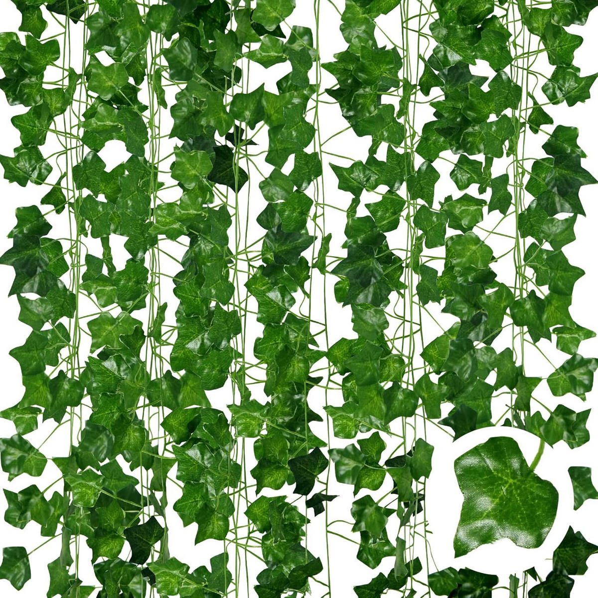 KUNSTPFLANZE 6 Stück Künstliche Efeu Girlanden 220cm Länge, - Grün, Kunststoff (7cm) - OBOSOE