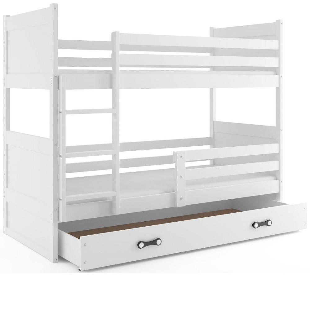 ETAGENBETT Rico mit Lattenrost und Schublade Weiß 190x90 - Weiß, Holz/Holzwerkstoff (90/190cm) - Interbeds
