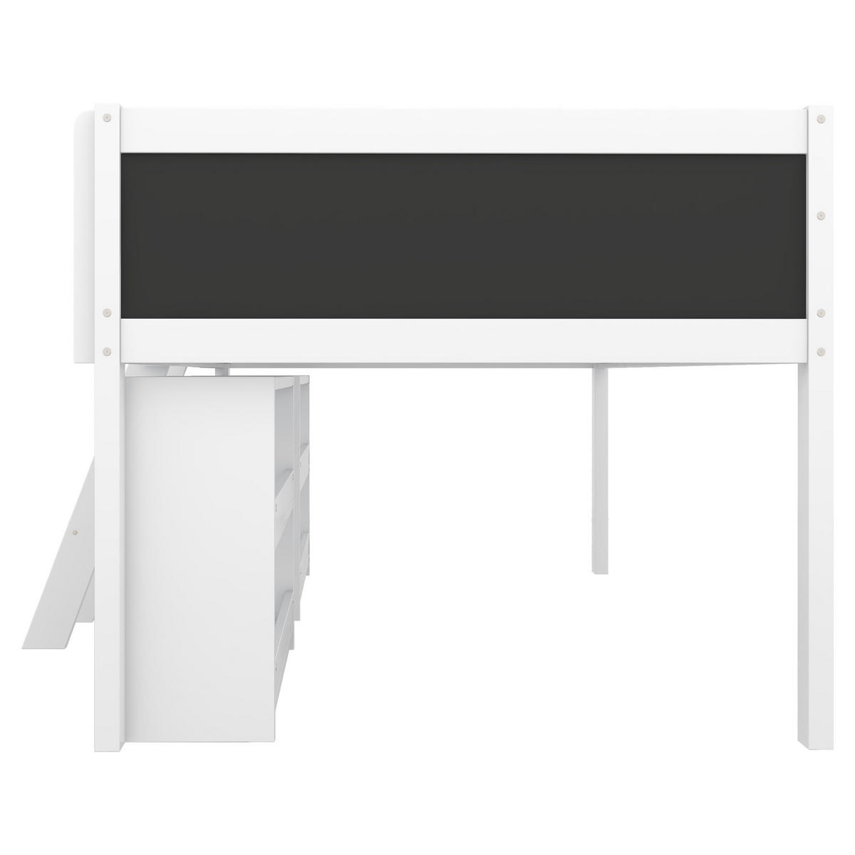 HALBHOHES BETT mit Ablagefächern 90x200 cm Kiefer/MDF Weiß - Weiß, Holz (90/200cm) - Meubliv