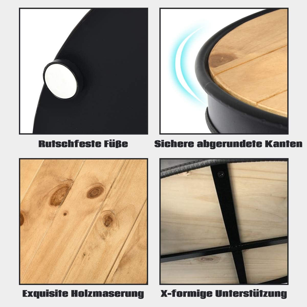 POMŮCŮVÝ STOLEK v industriálním stylu, černý - černá, kov (50/50/42cm) - COSTWAY