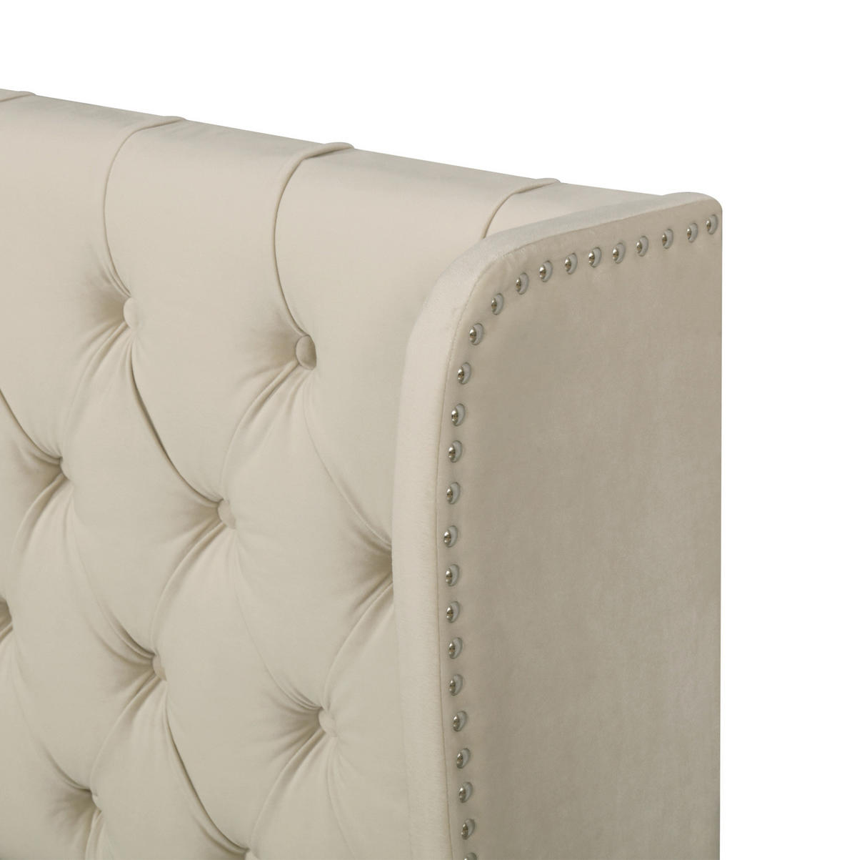 POLSTERBETT 160/200 cm mit hydraulischem Bettkasten, Chesterfield-Kopfteil und Samtbezug, Beige - Beige, Textil (160/200cm) - Redom