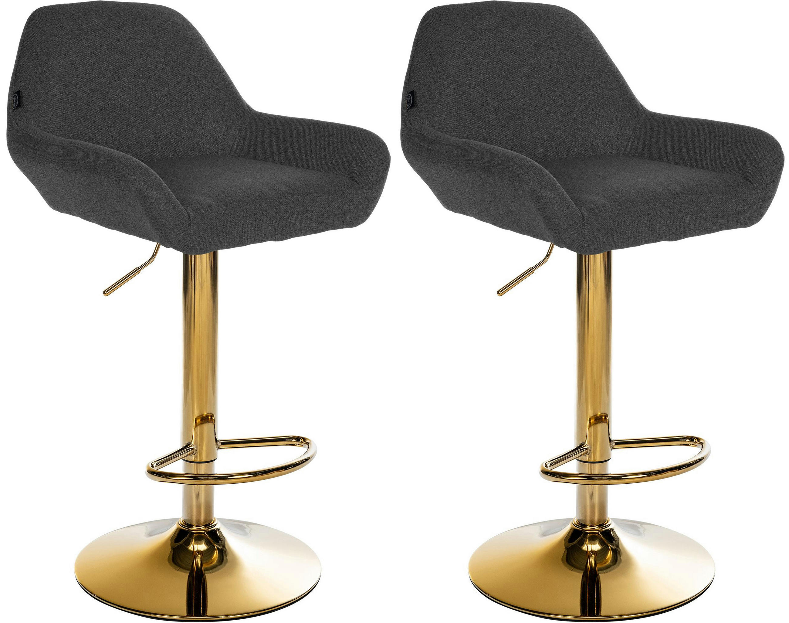 BARHOCKER 2er Set Prag Gold Stoff schwarz - Goldfarben/Schwarz, Textil/Metall (51/109/52cm) - TPFLiving