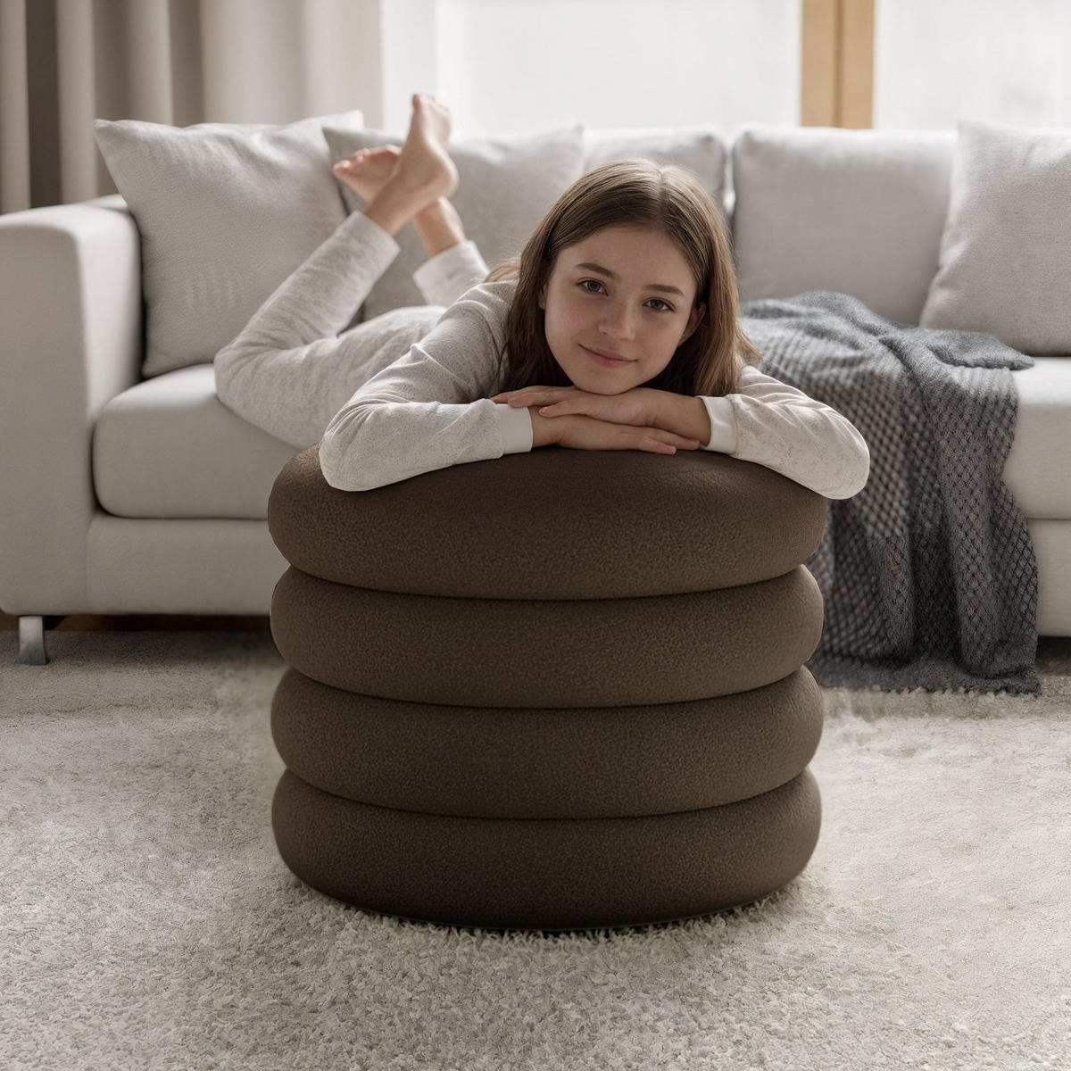 PRESVUČENA KLUPA s pohranom, smeđa - smeđa, tekstil (55/45/55cm) - RAUMHIRSCH FURNITURE
