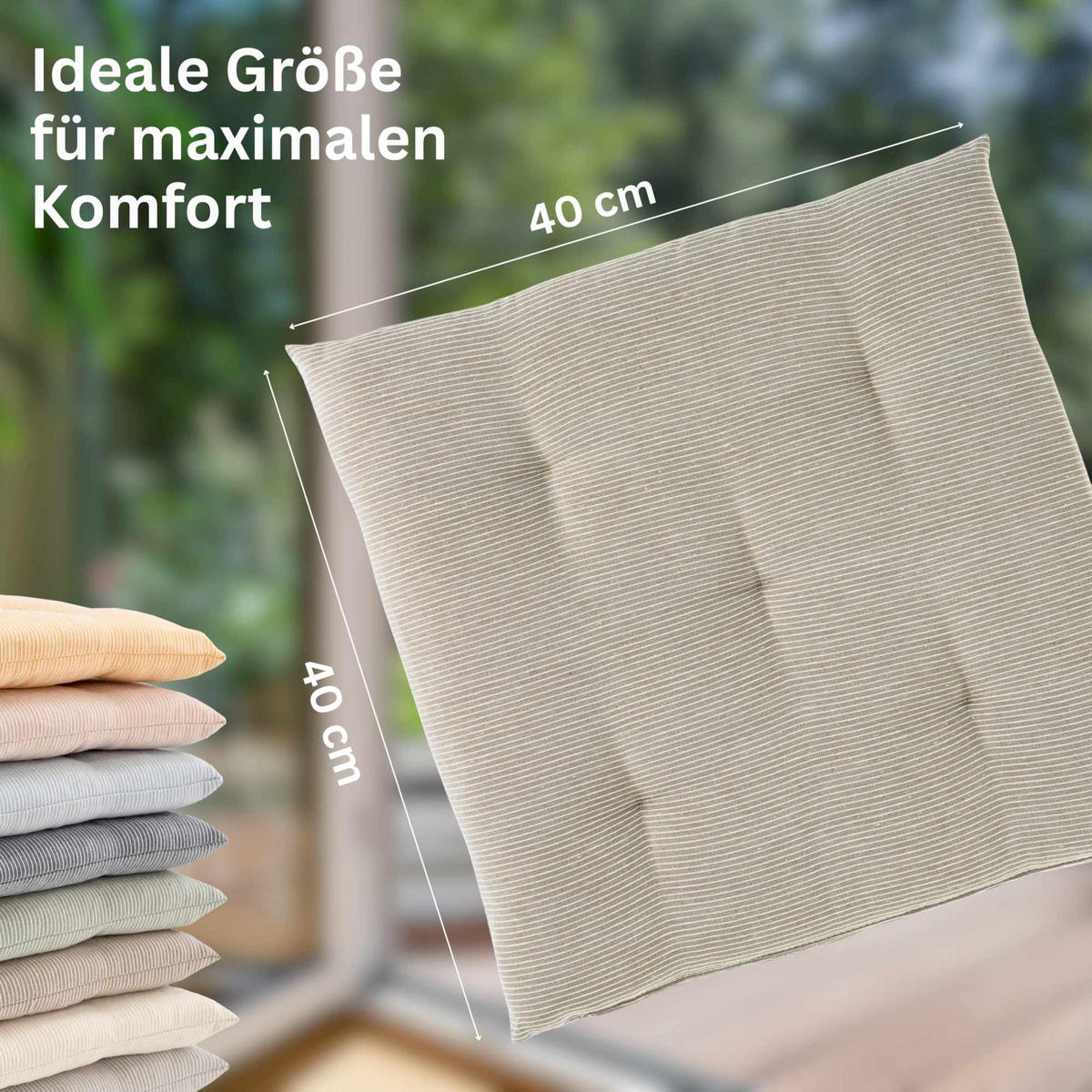 SITZKISSEN 4er Set Needlestripe braun - 40x40 cm - Braun, Textil (40/40/3cm) - Esprit