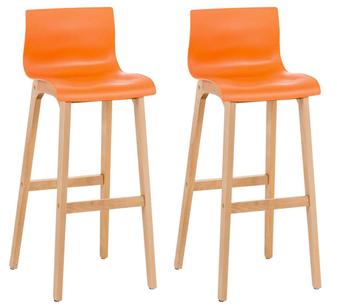 BARHOCKER 2er Set Holz orange - Eukalyptusholzfarben/Orange, Holz (41/101/46cm) - CLP