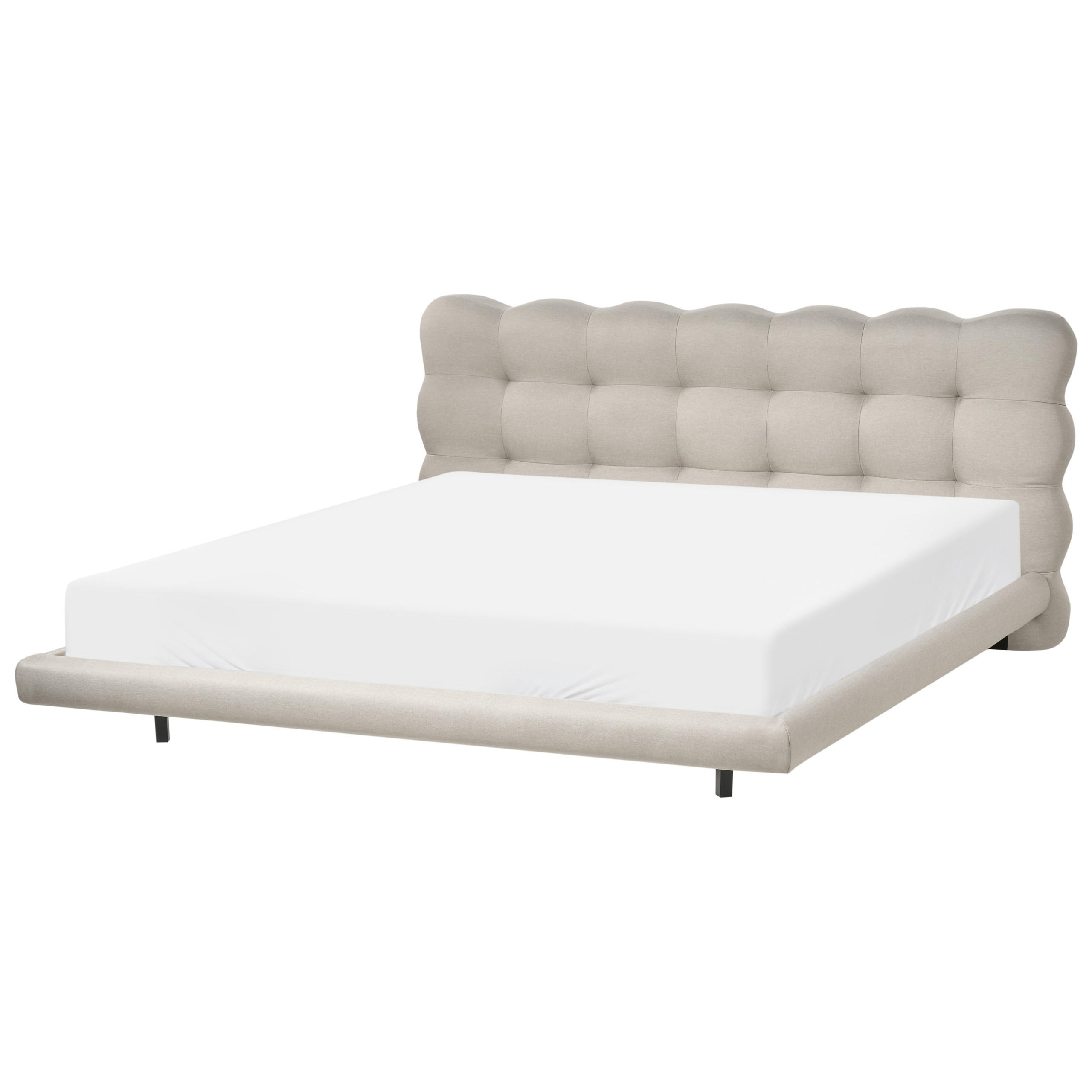 Beliani POSTEL s roštem 180/200 cm Látka Béžová Soulisse