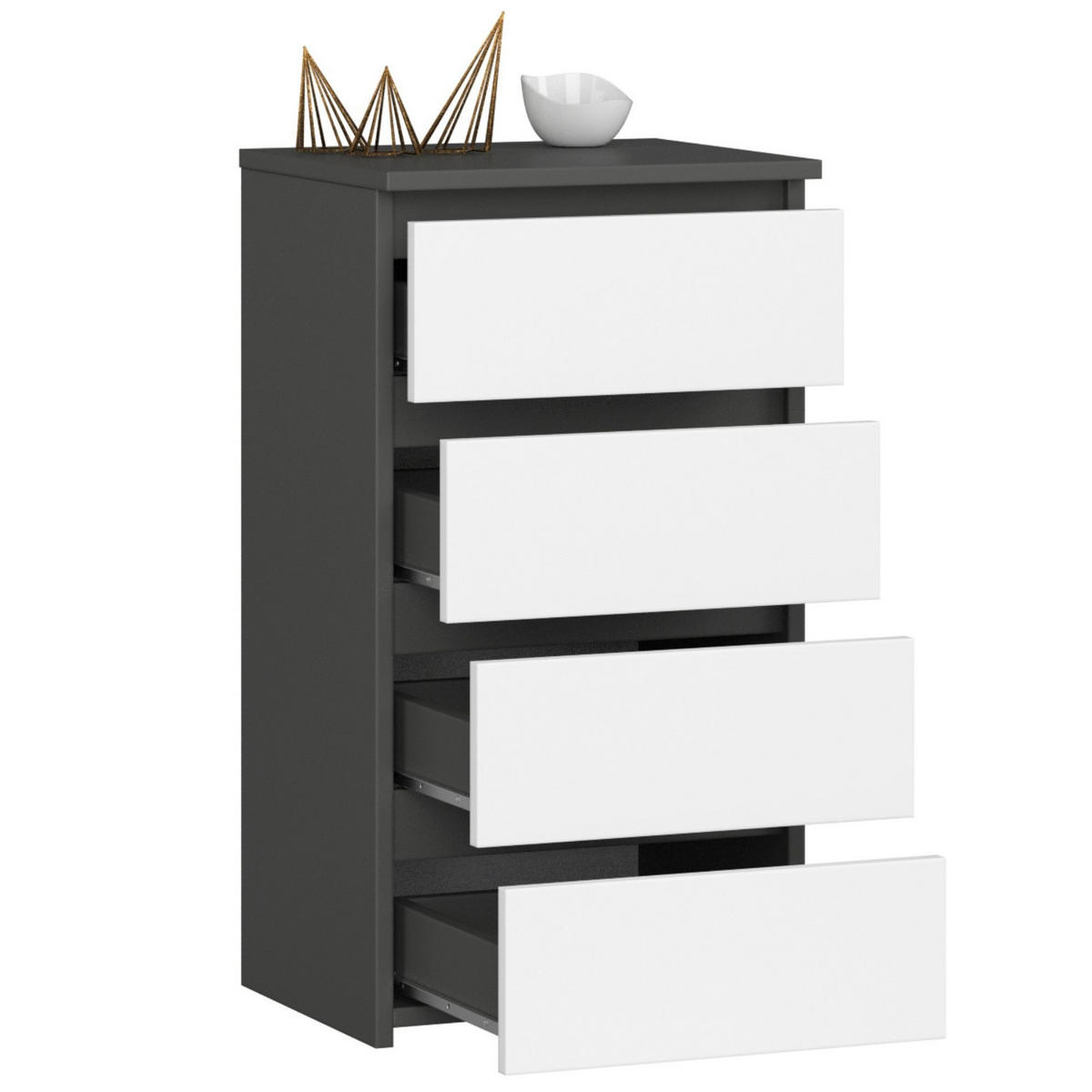 KOMMODE Grau, Weiß 40x35x74 cm - Weiß/Grau, Holzwerkstoff (40/74/35cm) - Akord