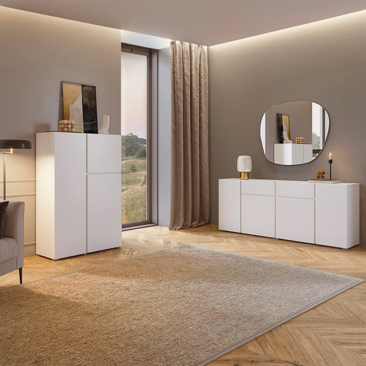 KOMODA Maxis Bijela - bijela, drvni materijal (195/78/40cm) - Petits-meubles