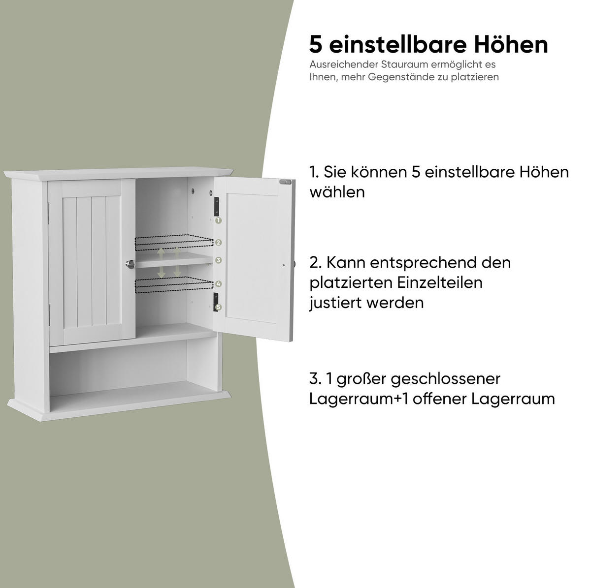 BADEZIMMERSCHRANK zur Wandmontage 54,6 x 19,8 x 59,9 cm Weiß - Weiß, Holzwerkstoff (19.8/59.9/54.6cm) - Beauniv
