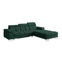 ECKSOFA mit Schlaffunktion Ottomane Rechts COMA L 271x203x79 Grün Velours - Grün, Holzwerkstoff/Textil (203/271cm) - ALTDECOR
