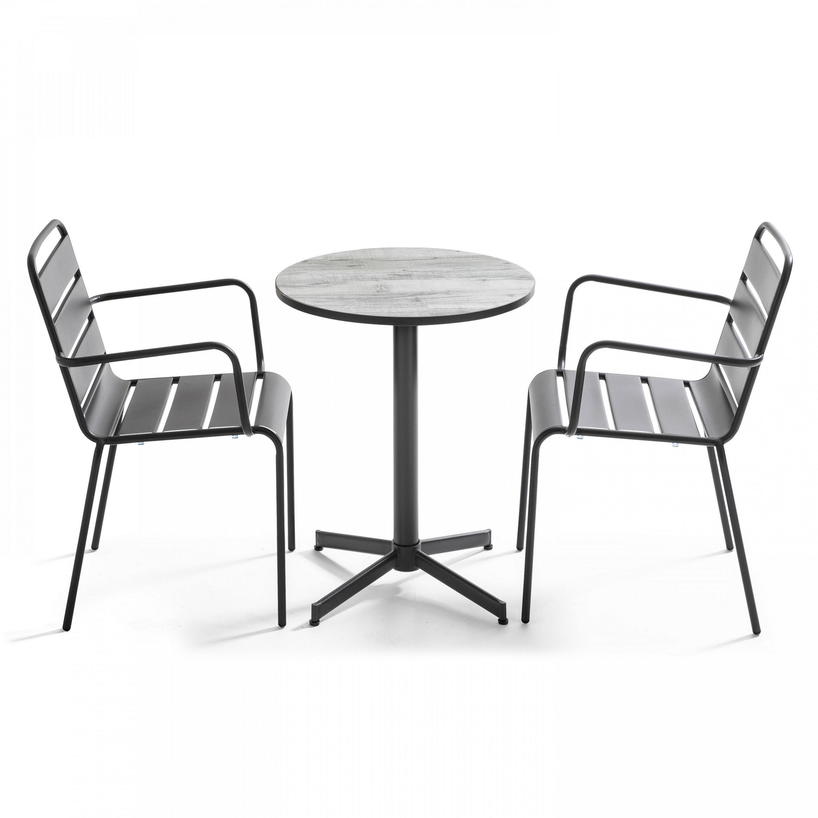 GARTENSET 3-tlg., Grau - Grau, Metall - Oviala