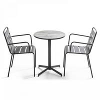 GARTENSET 3-tlg., Grau - Grau, Metall - Oviala