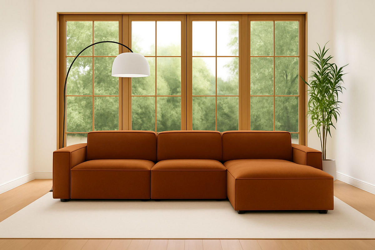 ECKSOFA Cursal L-Form, Stoff Salvador, Braun, Rechts - Braun, Holz (284/166cm) - Kaiser Möbel