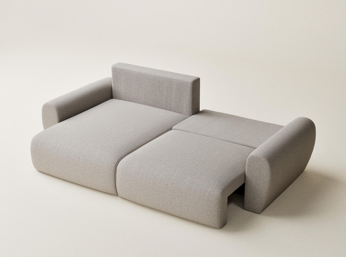 ECKSOFA MIT SCHLAFFUNKTION Numba Beige Webstoff - Beige/Schwarz, Holz/Holzwerkstoff (253/153cm) - Maison de Reve