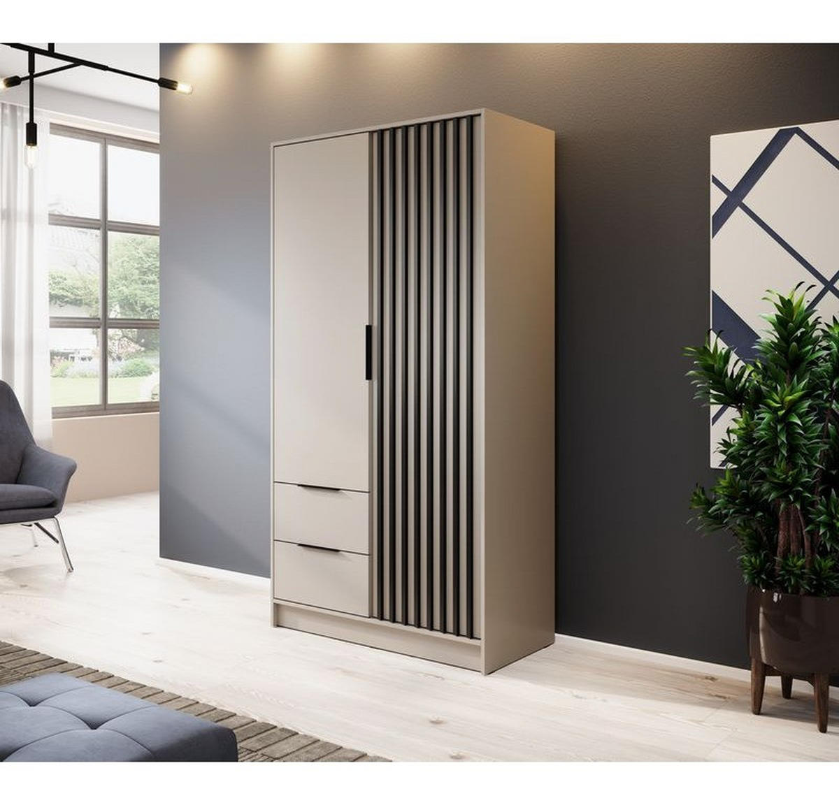 KLEIDERSCHRANK – 105 cm – Nelly – Kaschmir - Kaschmir, Holzwerkstoff (105/200/51cm) - hi-markt
