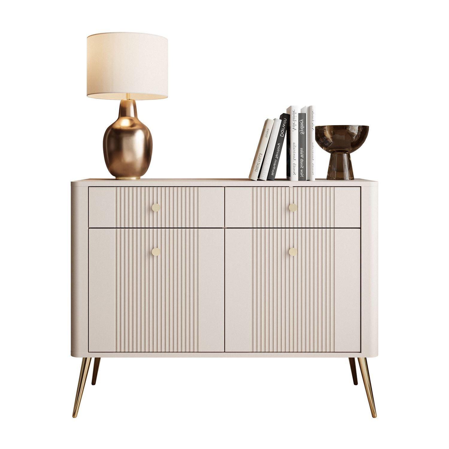 KOMMODE ELYSIA KASCHMIR 2D2S mit Schubladen und Goldenbeine - Kaschmir, Holzwerkstoff (115/89/39cm) - Lookway