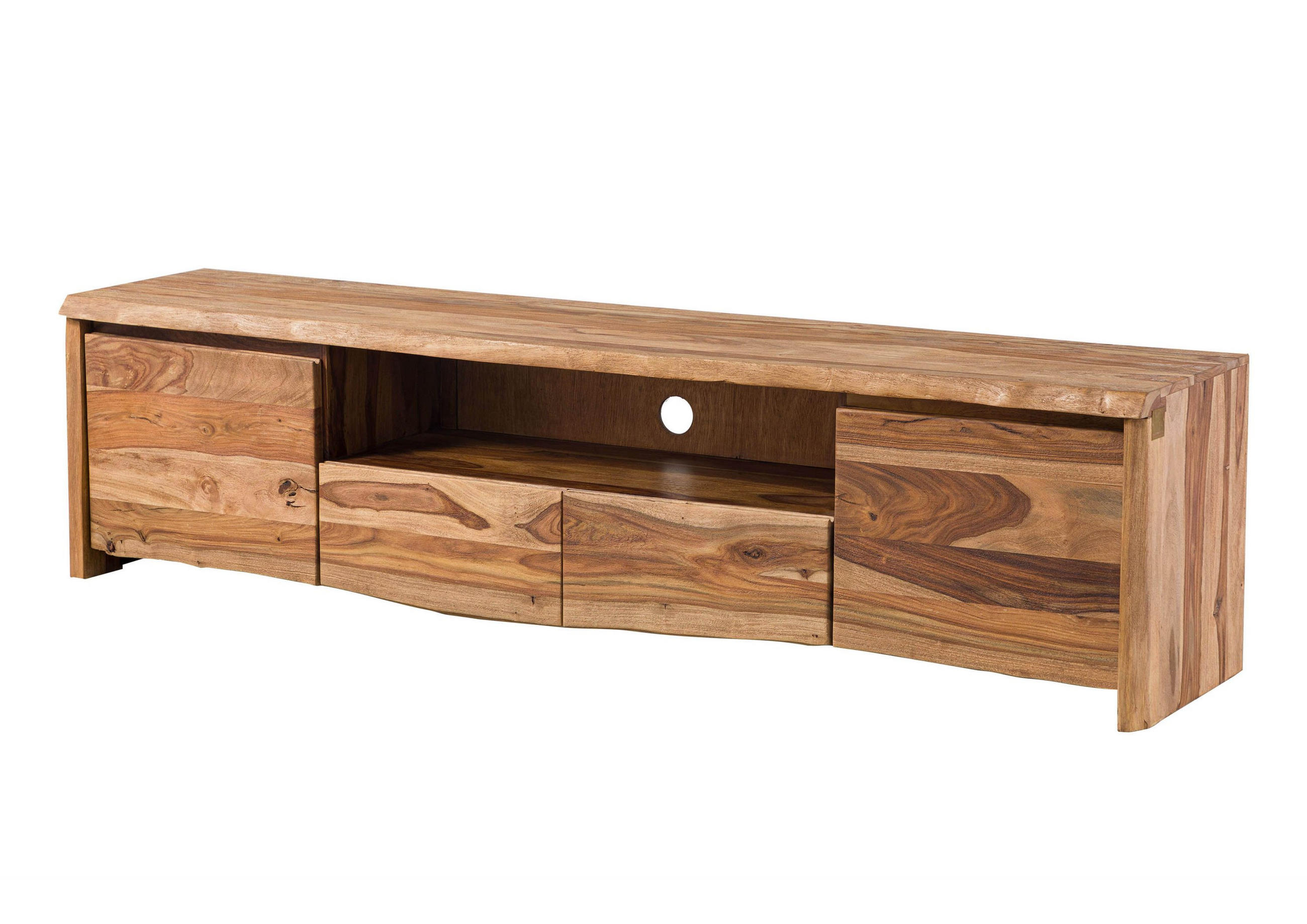 TV-BOARD Sheesham 200x45x50 natur lackiert / sandgestrahlt PURE SHEESHAM #221 - Naturfarben, Holz (200/50/45cm) - Massivmoebel24