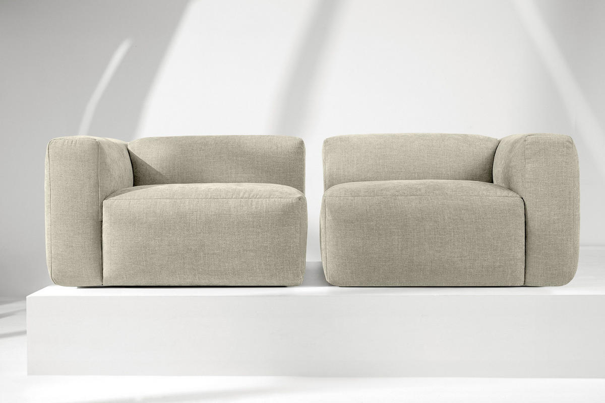 2,5-SITZER-MODULSOFA BUFFO mit extrem weicher und bequemer Sitzfläche, Gewebestoff, ecru - Ecru, Textil (250/73/96cm) - KONSIMO®