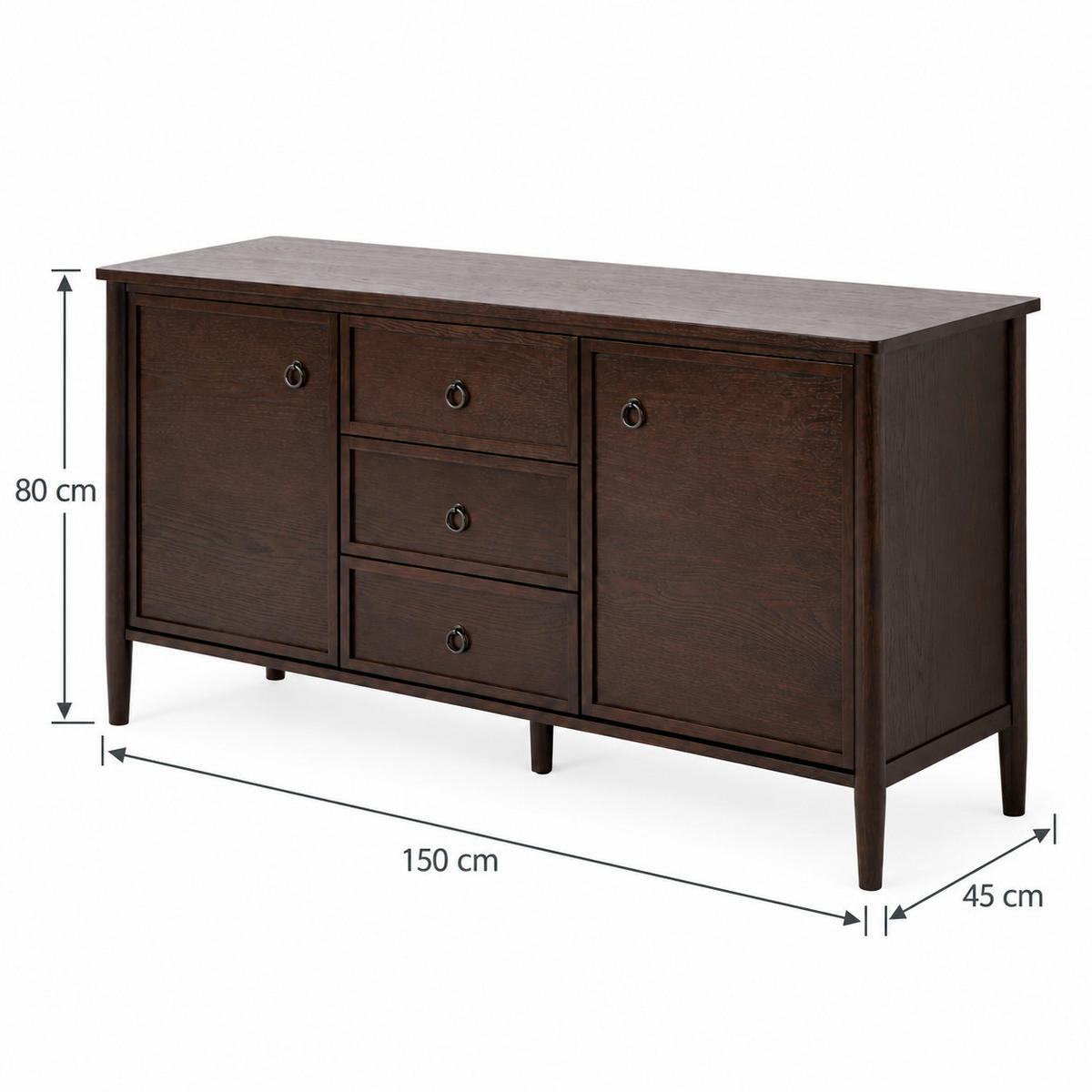 SIDEBOARD Rose, Eichenholz und Eichenfurnier, Espresso - Braun, Holz (150/80/45cm) - WOODEK
