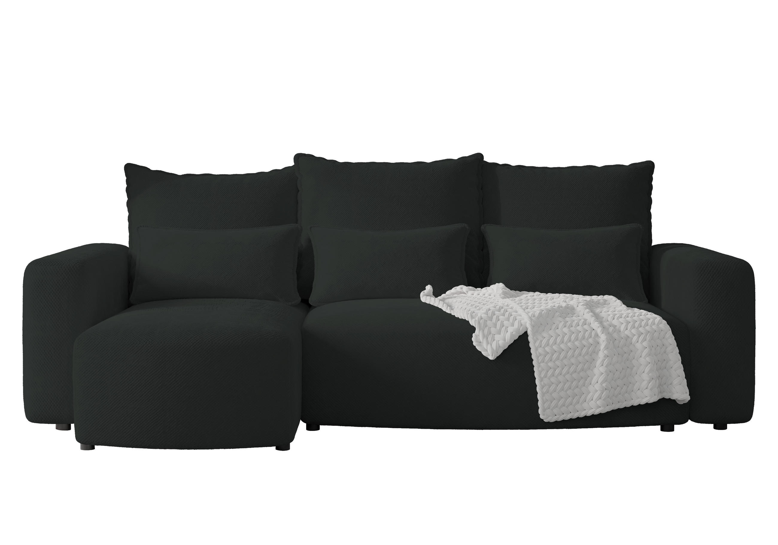 ECKSOFA Travis mit Bettkasten und Schlaffunktion, L-Form, Cord, Universal - Graphitfarben, Holzwerkstoff (248/148cm) - 4ALL HOME