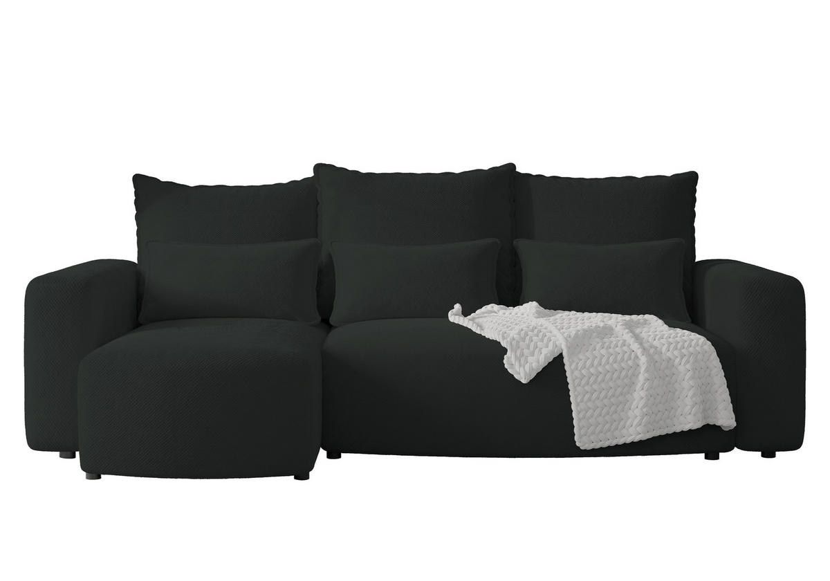 ECKSOFA Travis mit Bettkasten und Schlaffunktion, L-Form, Cord, Universal - Graphitfarben, Holzwerkstoff (248/148cm) - 4ALL HOME