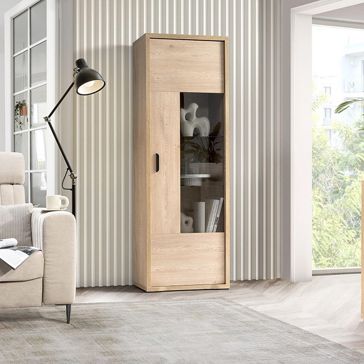 VITRINE Grande G-4 68 x 200 x 40,5 cm Eiche Cremona - Beige, Holzwerkstoff (68/200/40.5cm) - Koseto