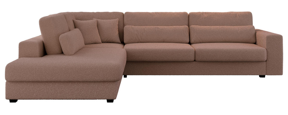 ECKSOFA Savona Rosa Boucle - links - Schwarz/Rosa, Kunststoff/Textil (316/249cm) - MKS