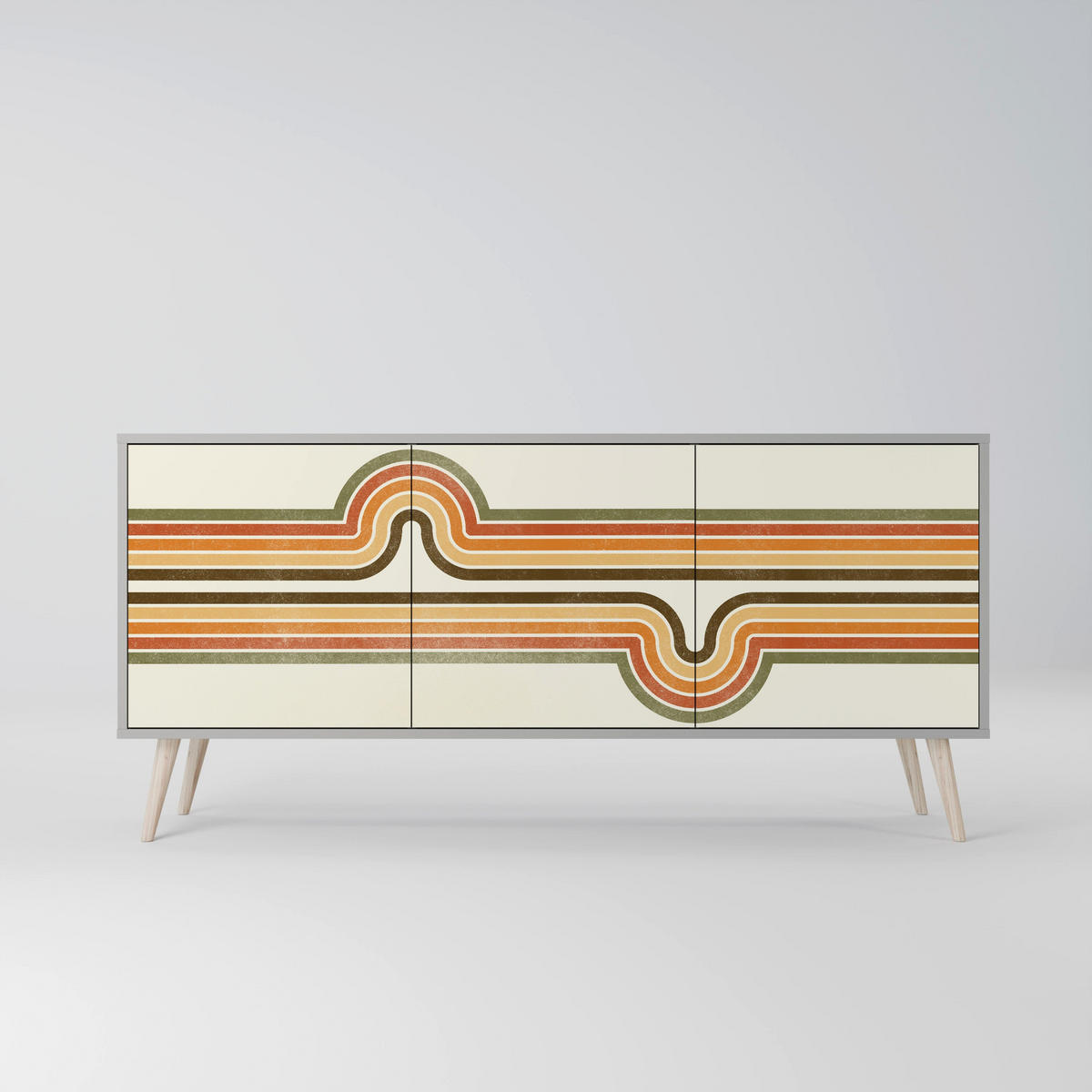 SIDEBOARD EXCEPTIONAL STREAM, Eicheneffekt, 164,5x42x77,5 cm, 3 Türen - Eichefarben/Buchefarben, Holzwerkstoff/Buchenholz (164.5/77.5/42cm) - SpaceRebels