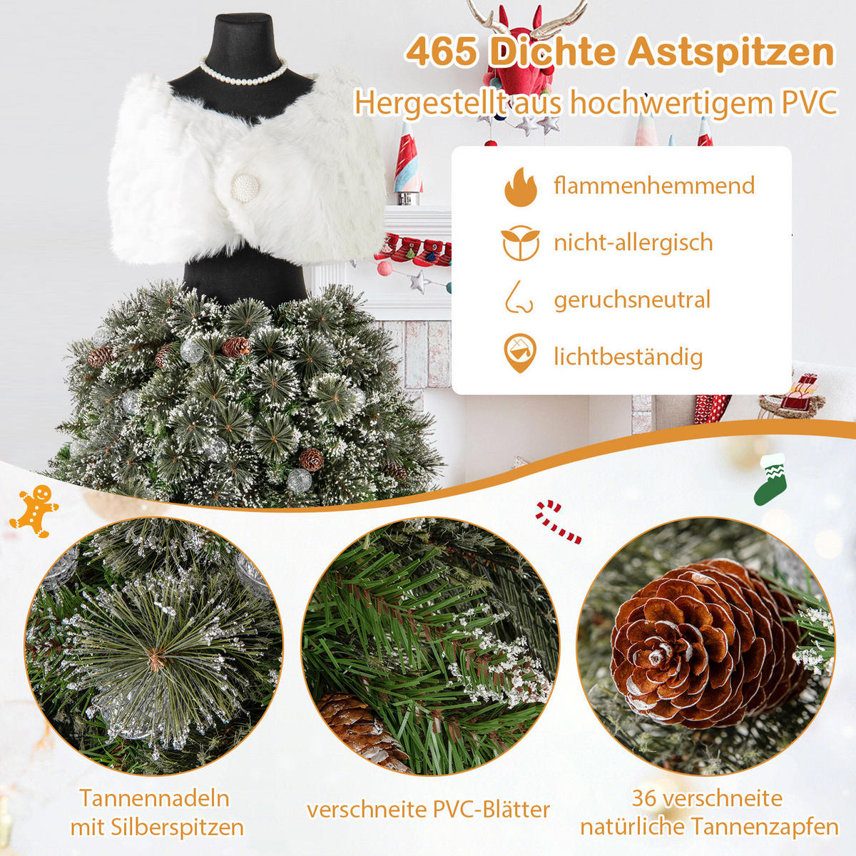 WEIHNACHTSBAUM Grün - Grün, Kunststoff (150cm) - COSTWAY
