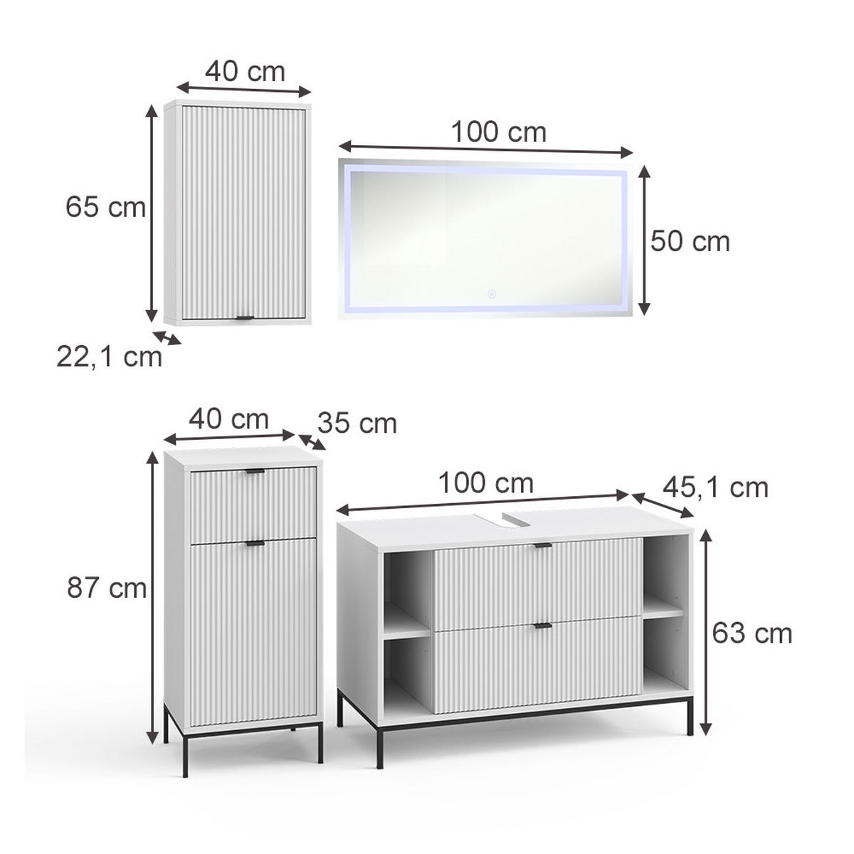 KOUPELNOVÝ NÁBYTEK Eliza Bílá - bílá, kompozitní dřevo (100/63/45.1cm) - Vicco
