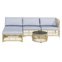 GARTENMÖBEL Set, PE Rattan, Beige+Grau - Beige/Grau, Kunststoff - Outsunny