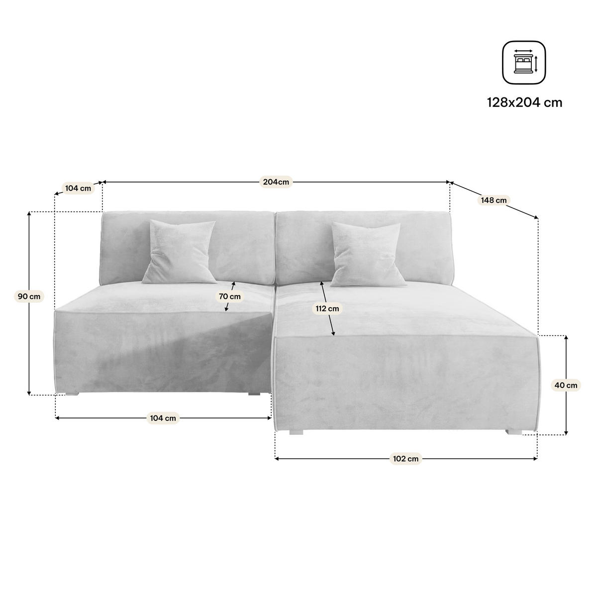 ROHOVÁ SEDAČKA FIORO žlutá - šedá/žlutá, dřevo/textil (204/148cm) - MASSENO