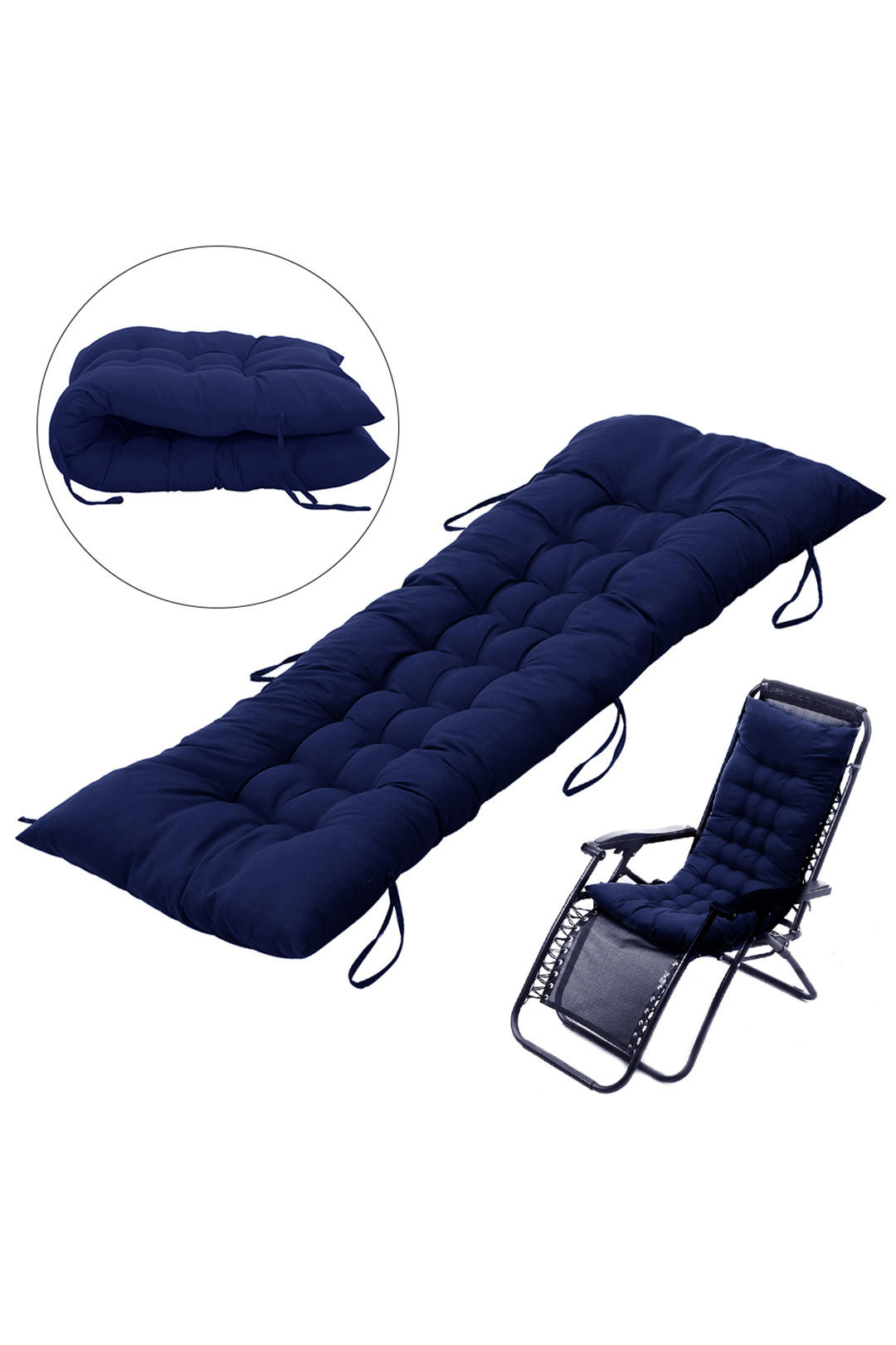 SONNENLIEGENAUFLAGE Dickes, weiches und bequemes Liegestuhlkissen für den Außenbereich 110 cm B x 40 cm - Dunkelblau, Textil (40/110cm) - Livingandhome