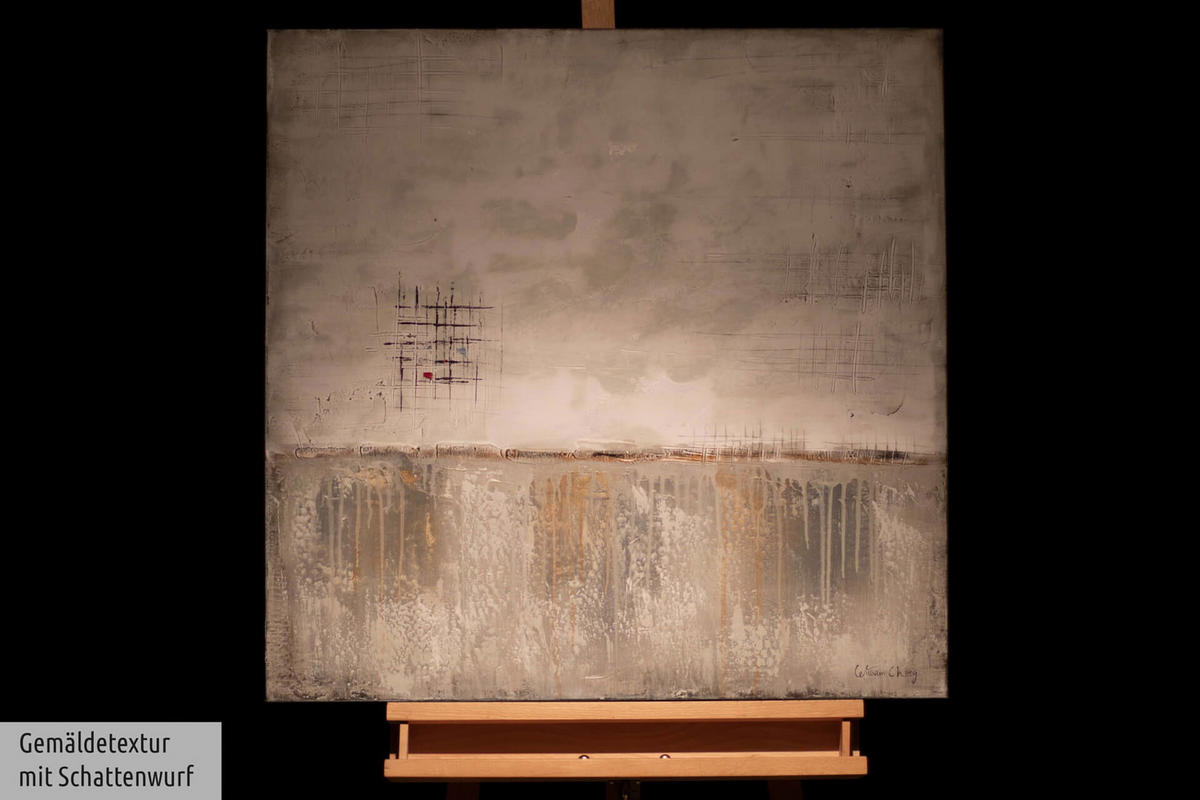 ACRYLBILD HANDGEMALT 80/80 cm - Beige/Grau, Holz/Textil (1.56/80cm) - KUNSTLOFT