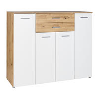 HIGHBOARD Kommode Prato - Silberfarben/Weiß, Holzwerkstoff/Kunststoff (156/123/39cm) - arthur berndt