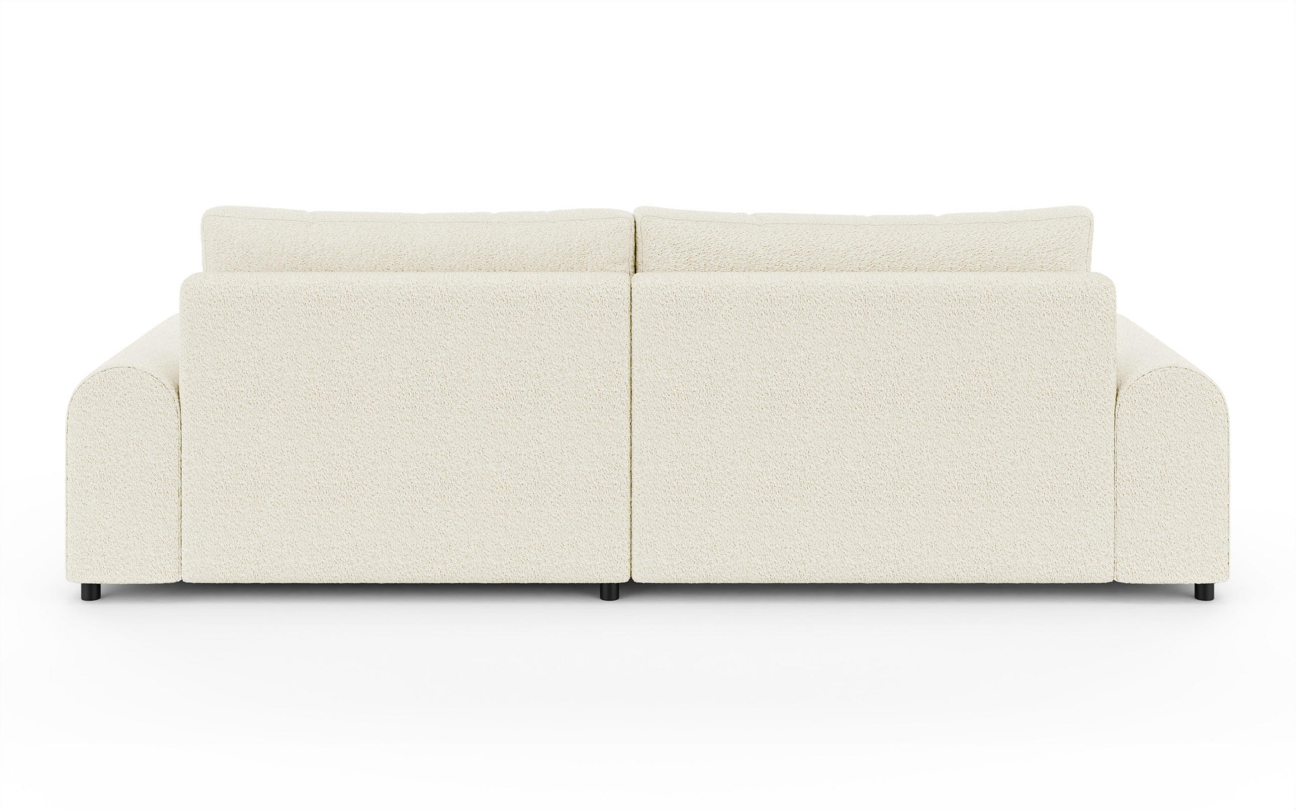ECKSOFA m.Schlaffunktion, Bettkasten, extrabreite Ottomane links, abgerundete Armlehnen, B240/T145/H81 cm, Bezug Bouclé-Charakter Beige Creme / 21028 - Beige/Creme, Kunststoff/Textil (240/145cm) - luma-home
