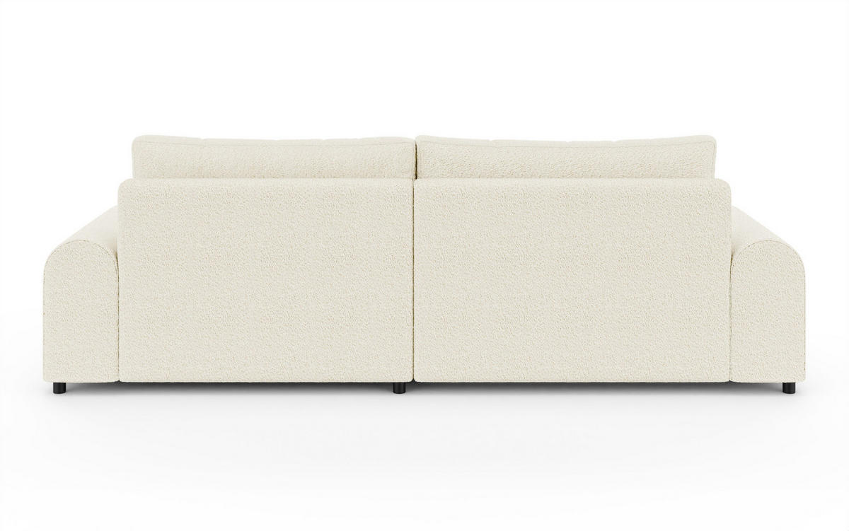 ECKSOFA m.Schlaffunktion, Bettkasten, extrabreite Ottomane rechts, abgerundete Armlehnen, B240/T145/H81 cm, Bezug Bouclé-Charakter Beige Creme / 21027 - Beige/Creme, Kunststoff/Textil (240/145cm) - luma-home