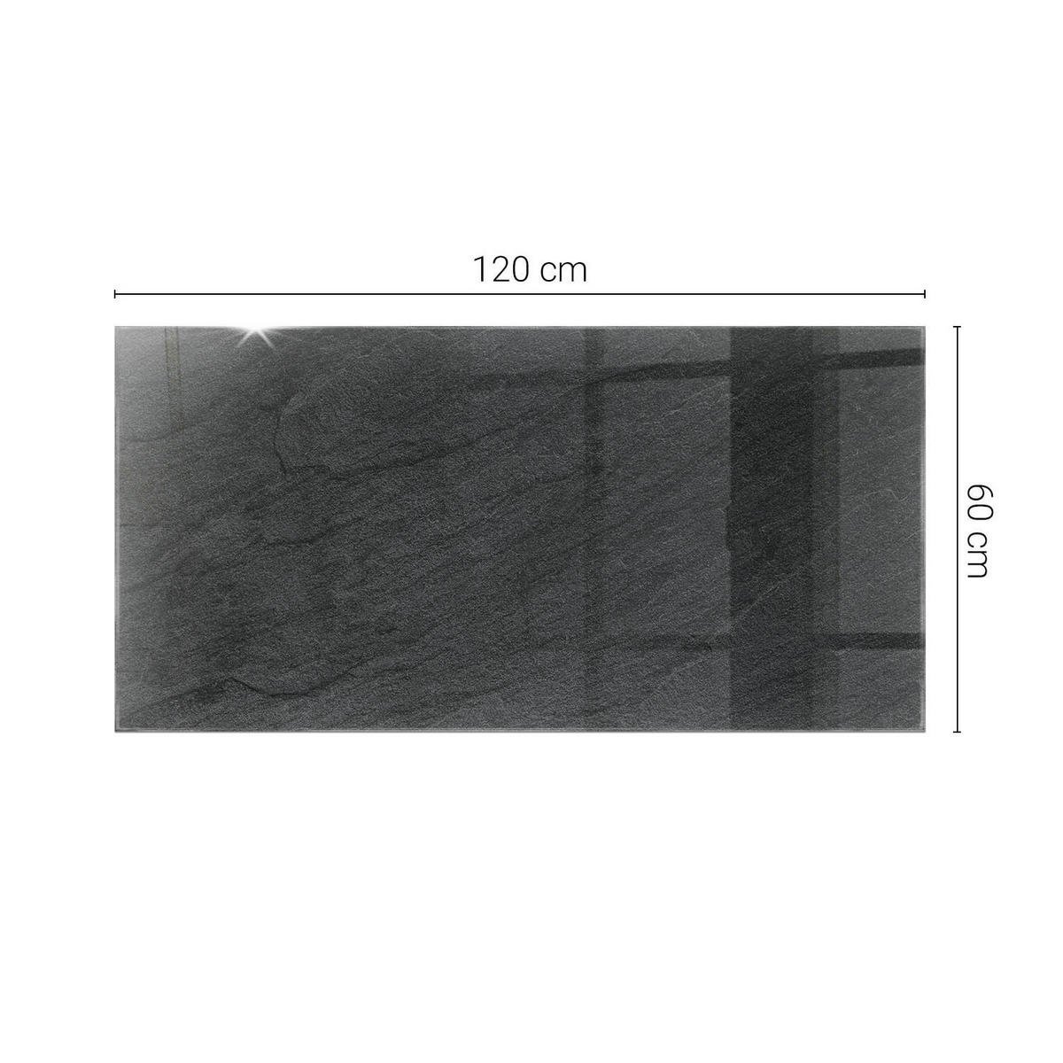 TISCHPLATTE 120x60 cm Natursteinstruktur - Schwarz, Glas (120/60/0.4cm) - TULUP